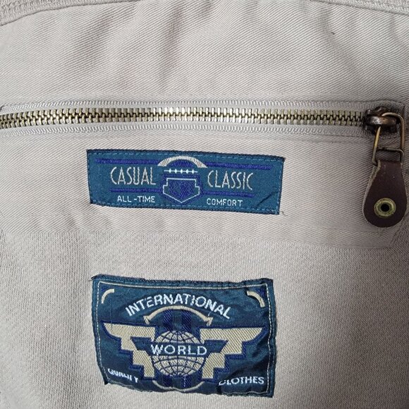 Todays News Men Designer Sweatshirt Sz L 1/4 Button & Tie Pullover Beige Classic - Picture 12 of 15